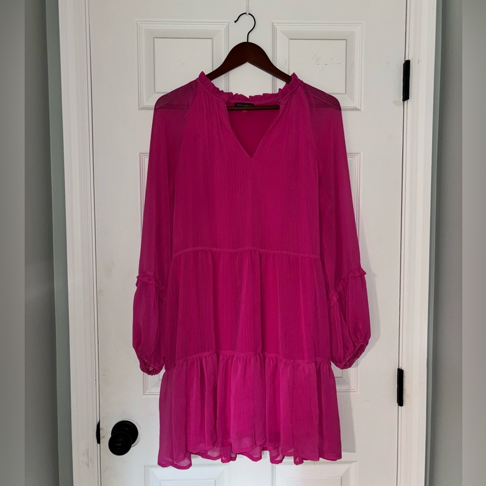 Vince Camuto Pink Long Sleeve Ruffle Dress